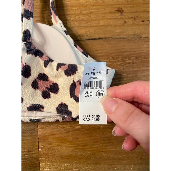 Aerie Medium scoop bikini top NWT cheetah/leopard animal print tan UPF 50 - Picture 4 of 6